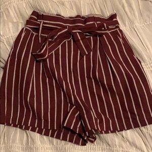 Burgundy paper bag shorts